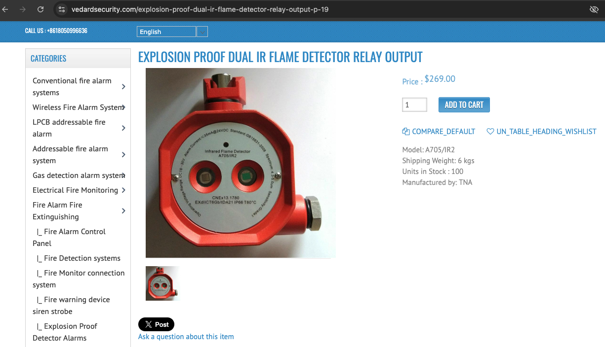 explosion proof flame detector